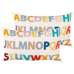 2 bawełniane poduszki dla dzieci z motywem alfabetu 30 x 50 cm wielokolorowe ASARUM