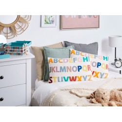 2 bawełniane poduszki dla dzieci z motywem alfabetu 30 x 50 cm wielokolorowe ASARUM