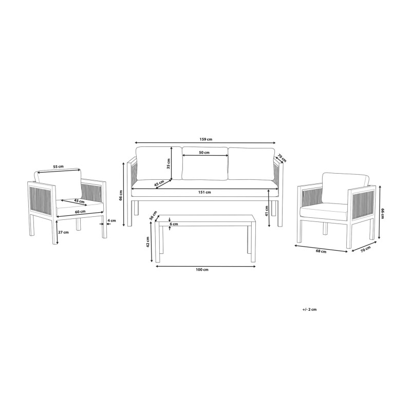 Zestaw ogrodowy ze stolikiem dla 5 osób BORELLO Metal Biały