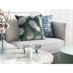 Zestaw 2 poduszek dekoracyjnych ASTILBE Welur 45 x 45 cm Ciemnozielony Wzór roślinny