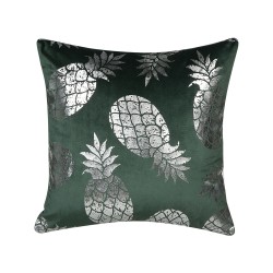 Zestaw 2 poduszek dekoracyjnych ASTILBE Welur 45 x 45 cm Ciemnozielony Wzór roślinny