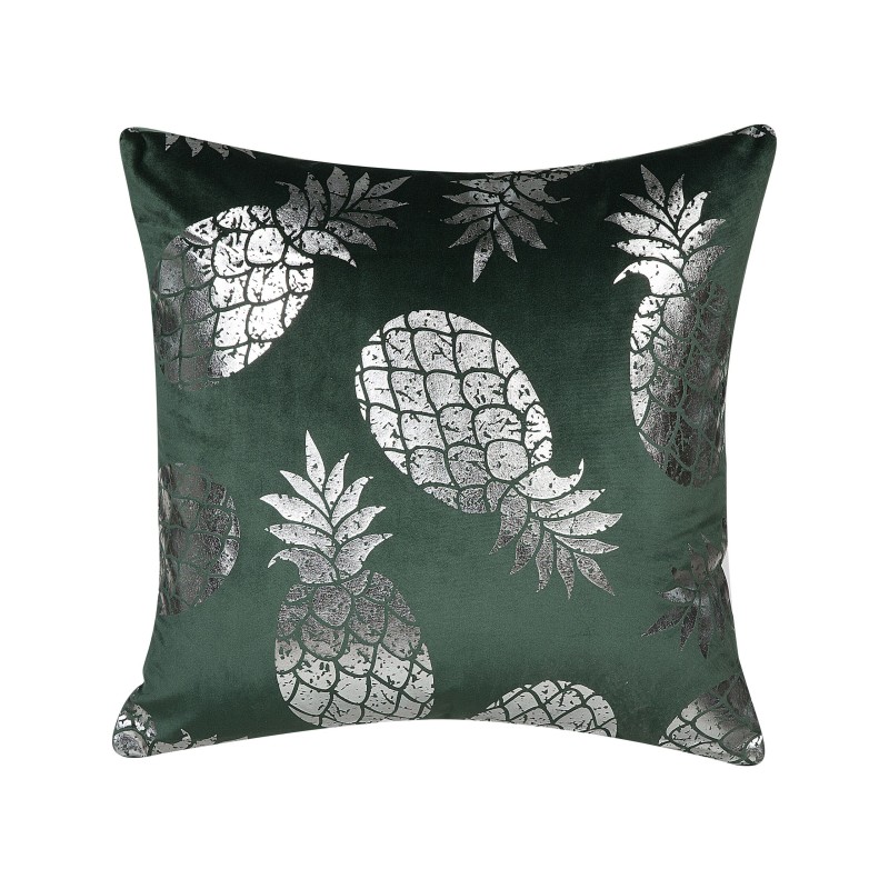 Zestaw 2 poduszek dekoracyjnych ASTILBE Welur 45 x 45 cm Ciemnozielony Wzór roślinny