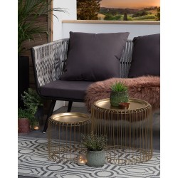 Dywan zewnętrzny dwustronny 90 x 180 cm szaro-biały BIDAR