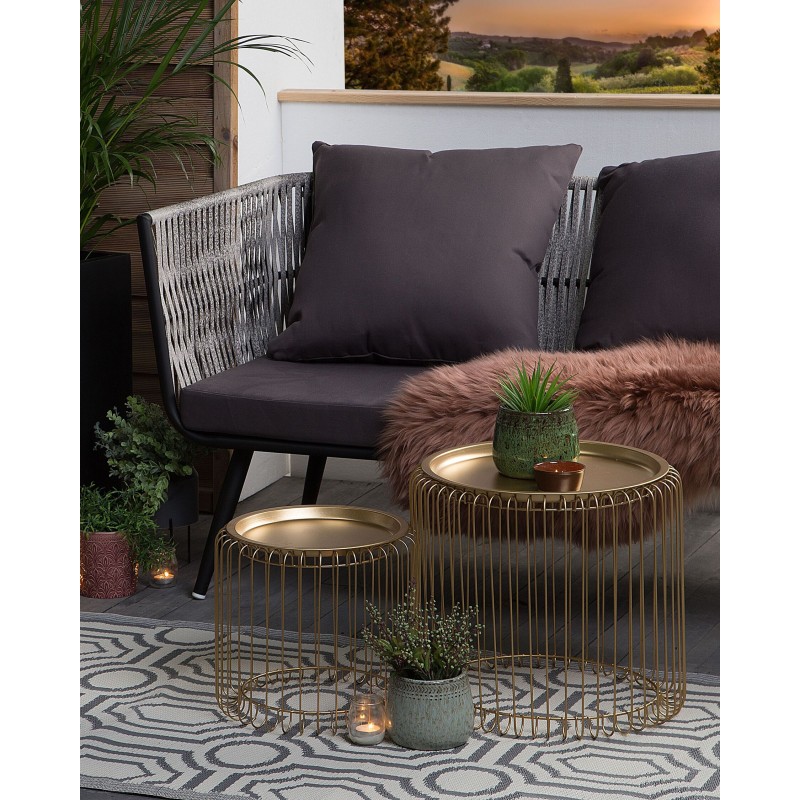 Dywan zewnętrzny dwustronny 90 x 180 cm szaro-biały BIDAR