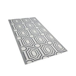 Dywan zewnętrzny dwustronny 90 x 180 cm szaro-biały BIDAR