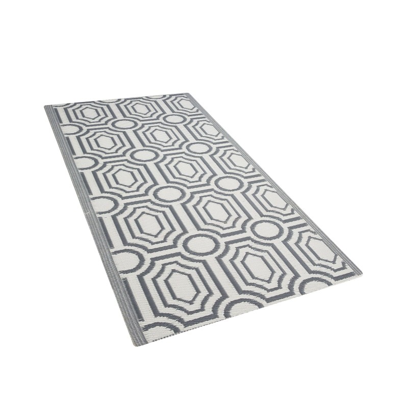 Dywan zewnętrzny dwustronny 90 x 180 cm szaro-biały BIDAR