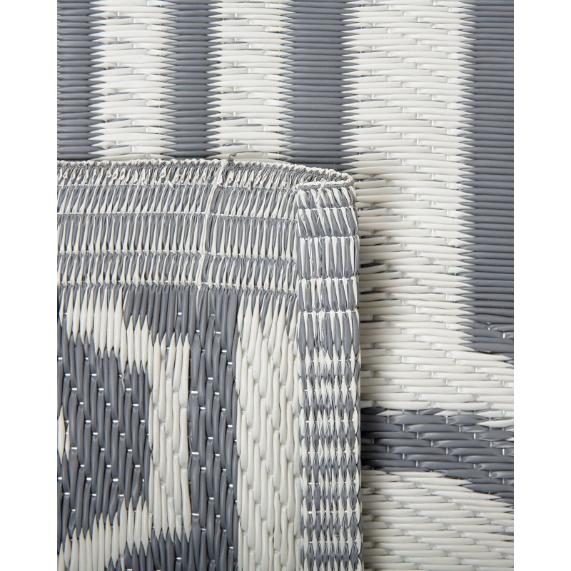 Dywan zewnętrzny dwustronny 90 x 180 cm szaro-biały BIDAR