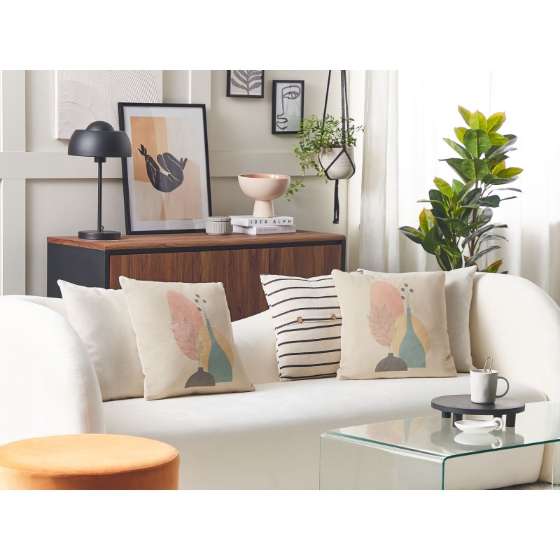 Zestaw 2 poduszek dekoracyjnych CARDOON 45 x 45 cm Biały Wzór abstrakcyjny