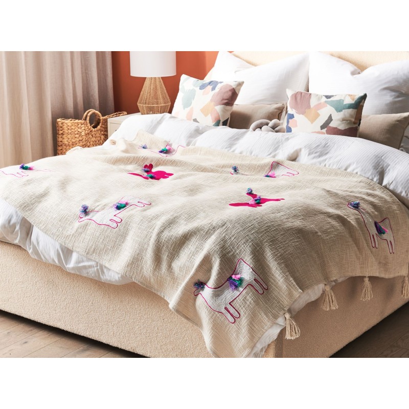 Koc NANDYAL Bawełna 130 x 180 cm Beżowy