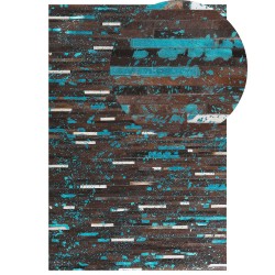 Dywan skórzany 140 x 200 cm brązowo-niebieski KISIR