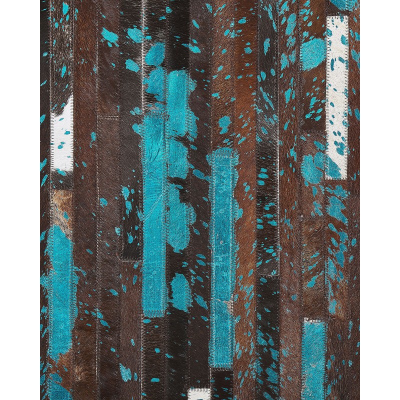 Dywan skórzany 140 x 200 cm brązowo-niebieski KISIR