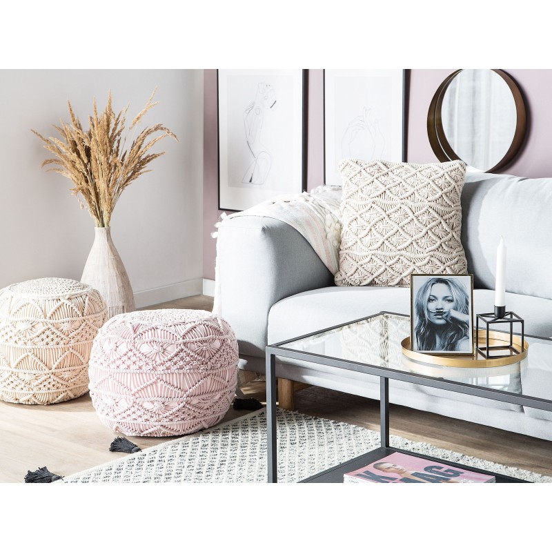 Zestaw 2 poduszek dekoracyjnych GOREME Bawełna 45 x 45 cm Jasnobeżowy Wzór geometryczny