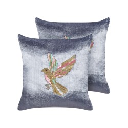 Zestaw 2 poduszek dekoracyjnych RUELLIA Welur 45 x 45 cm Szary Wzór zwierzęcy