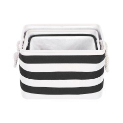 Zestaw 3 koszy DARQAB Bawełna Czarny/ biały