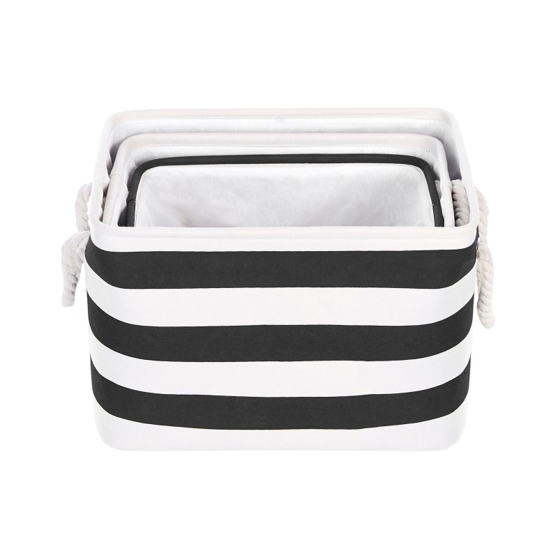 Zestaw 3 koszy DARQAB Bawełna Czarny/ biały