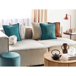 Zestaw 2 poduszek dekoracyjnych ZINNIA Sztruks 43 x 43 cm Lazurowy Jednolity