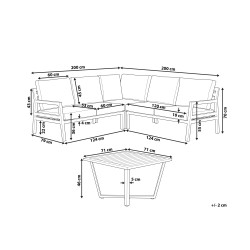 Narożnik ogrodowy ze stolikiem dla 5 osób VIZZINI Metal Szary