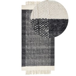 Dywan wełniany 80 x 150 cm czarny ze złamaną bielą ATLANTI