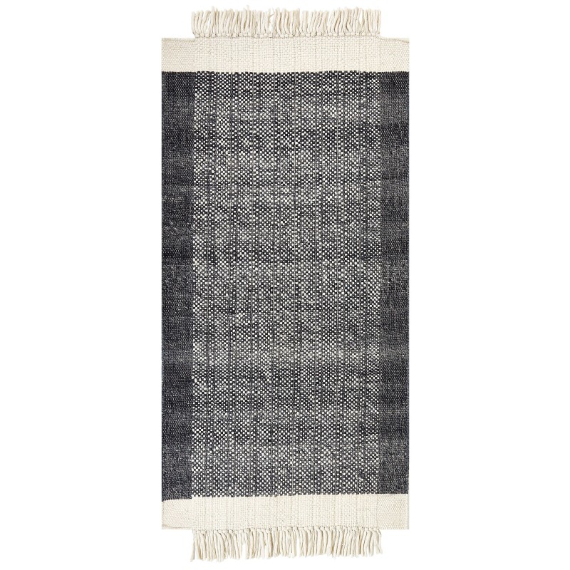 Dywan wełniany 80 x 150 cm czarny ze złamaną bielą ATLANTI