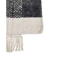 Dywan wełniany 80 x 150 cm czarny ze złamaną bielą ATLANTI