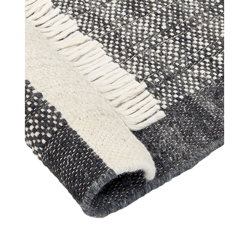 Dywan wełniany 80 x 150 cm czarny ze złamaną bielą ATLANTI
