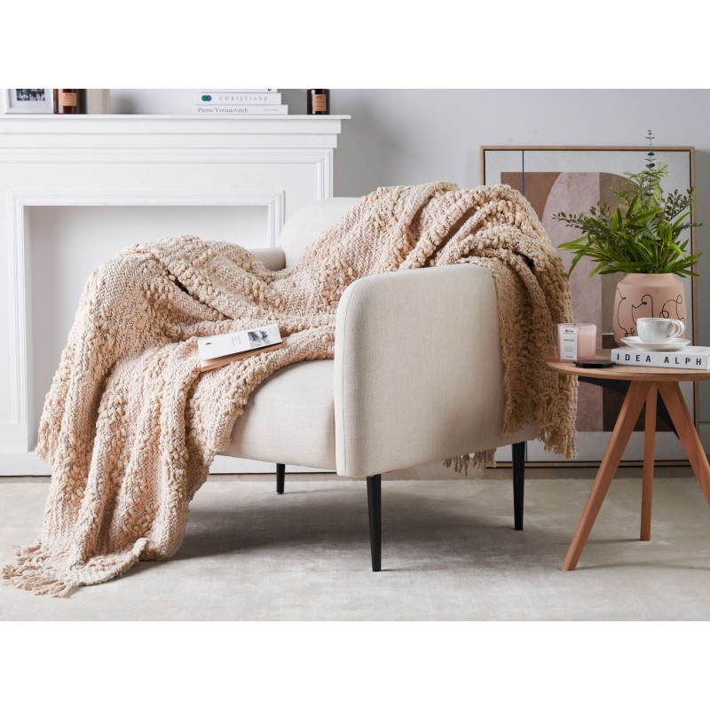 Koc VELLA Bawełna 150 x 200 cm Pastelowy róż