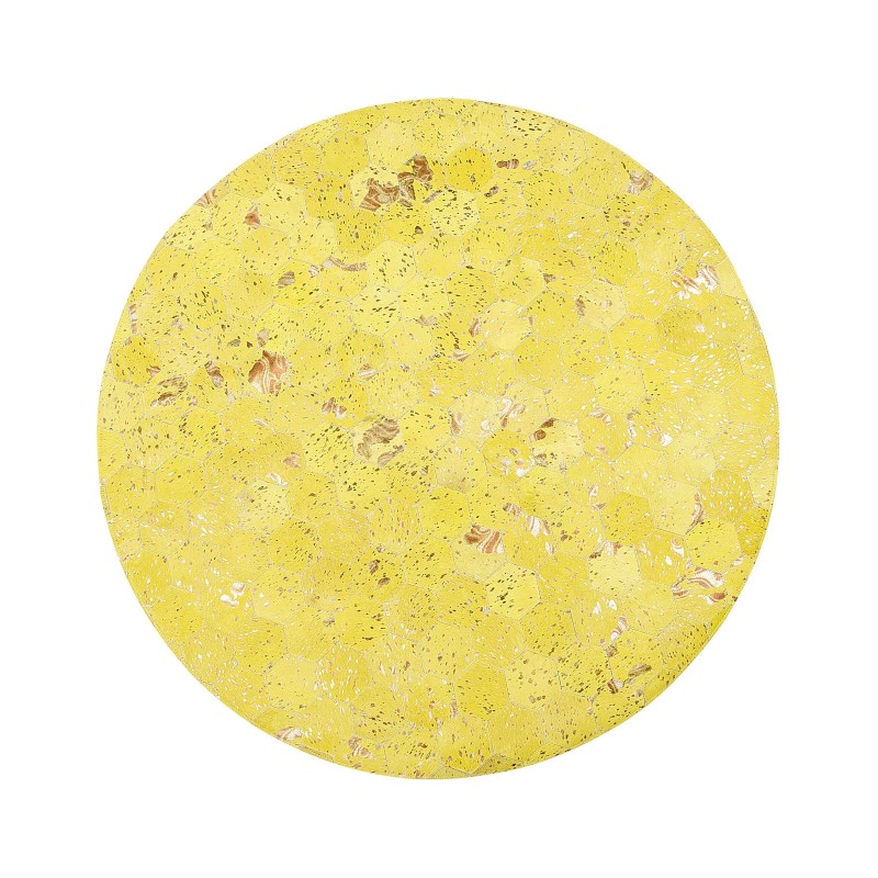 Dywan patchwork okrągły skórzany ⌀ 140 cm żółty ZEYTIN