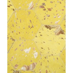 Dywan patchwork okrągły skórzany ⌀ 140 cm żółty ZEYTIN