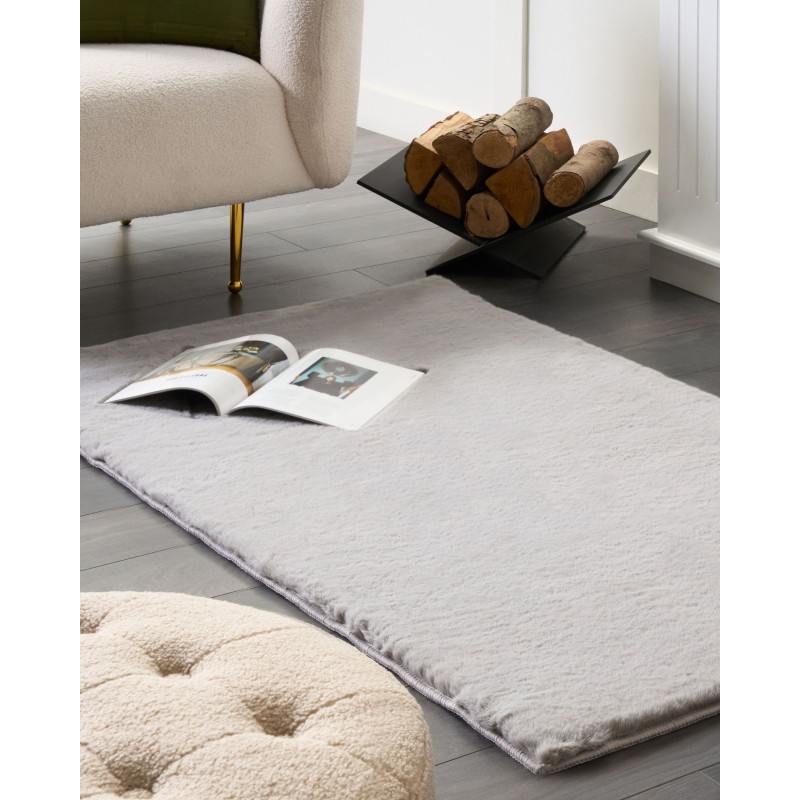 Dywan sztuczne futro królika 80 x 150 cm szary MIRPUR