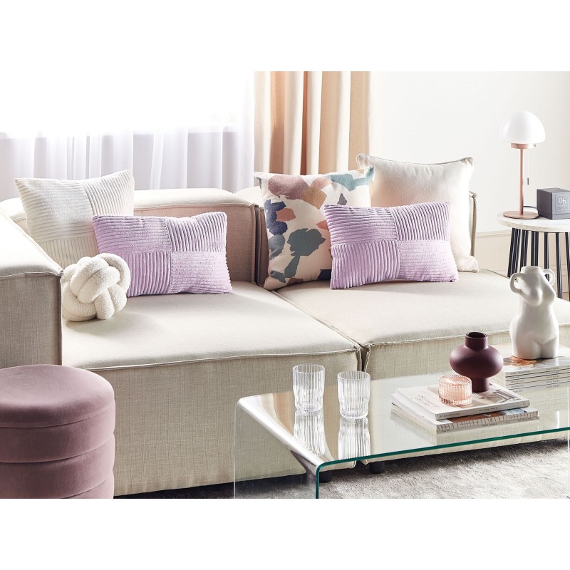 Zestaw 2 poduszek dekoracyjnych MILLET Sztruks 30 x 50 cm Fioletowy Wzór geometryczny