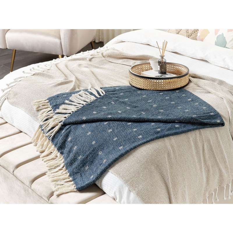 Koc TAARI Bawełna 130 x 170 cm Lazurowy