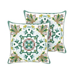 Zestaw 2 poduszek dekoracyjnych ELANITE Bawełna 45 x 45 cm Zielony Wzór orientalny