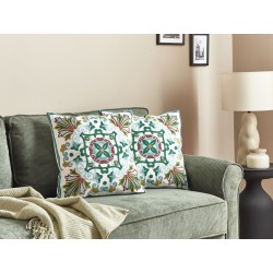 Zestaw 2 poduszek dekoracyjnych ELANITE Bawełna 45 x 45 cm Zielony Wzór orientalny