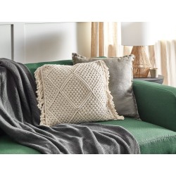 Zestaw 2 poduszek dekoracyjnych BESHAM Bawełna 45 x 45 cm Jasnobeżowy Wzór geometryczny