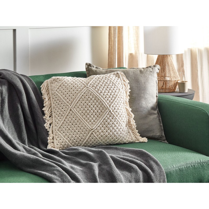 Zestaw 2 poduszek dekoracyjnych BESHAM Bawełna 45 x 45 cm Jasnobeżowy Wzór geometryczny