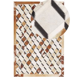 Dywan patchwork skórzany 140 x 200 cm brązowy SERINOVA