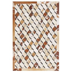 Dywan patchwork skórzany 140 x 200 cm brązowy SERINOVA