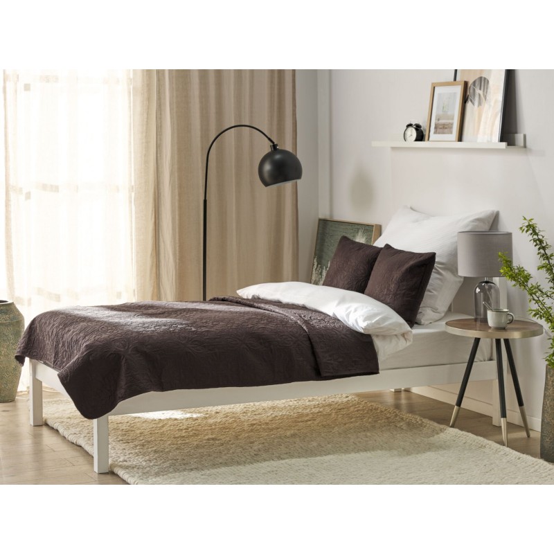 Narzuta na łóżko z poduszkami RAYEN 140 x 210 cm Brązowy