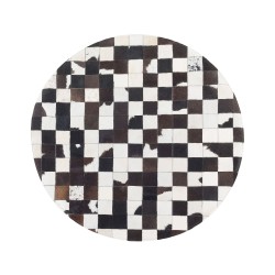 Dywan patchwork okrągły skórzany ⌀ 140 cm czarno-biały BERGAMA