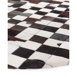 Dywan patchwork okrągły skórzany ⌀ 140 cm czarno-biały BERGAMA