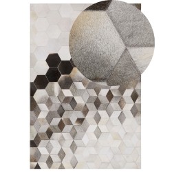 Dywan patchwork skórzany 160 x 230 cm szary SASON