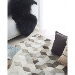 Dywan patchwork skórzany 160 x 230 cm szary SASON