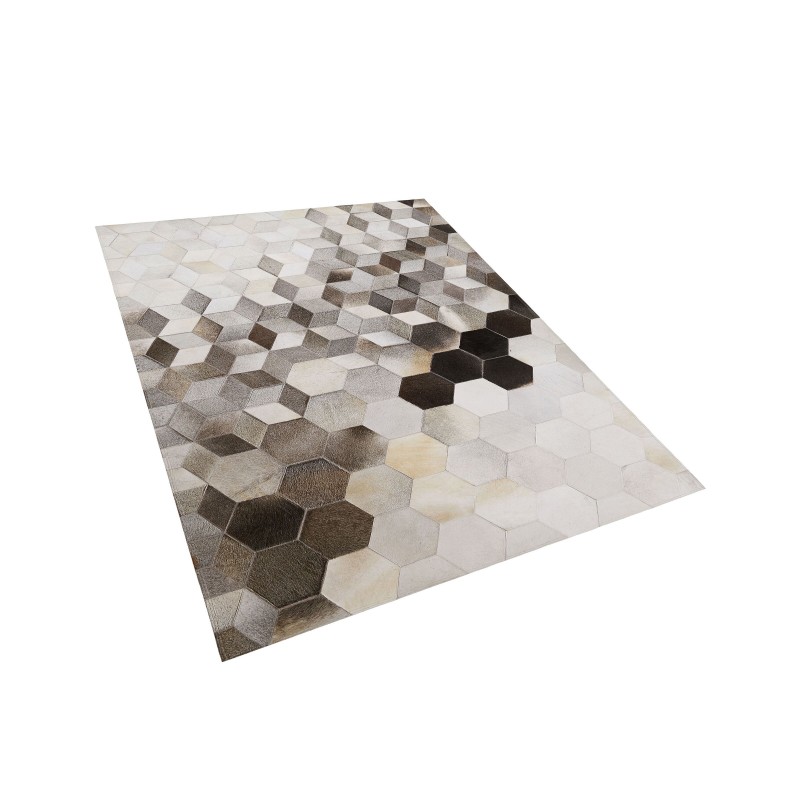 Dywan patchwork skórzany 160 x 230 cm szary SASON