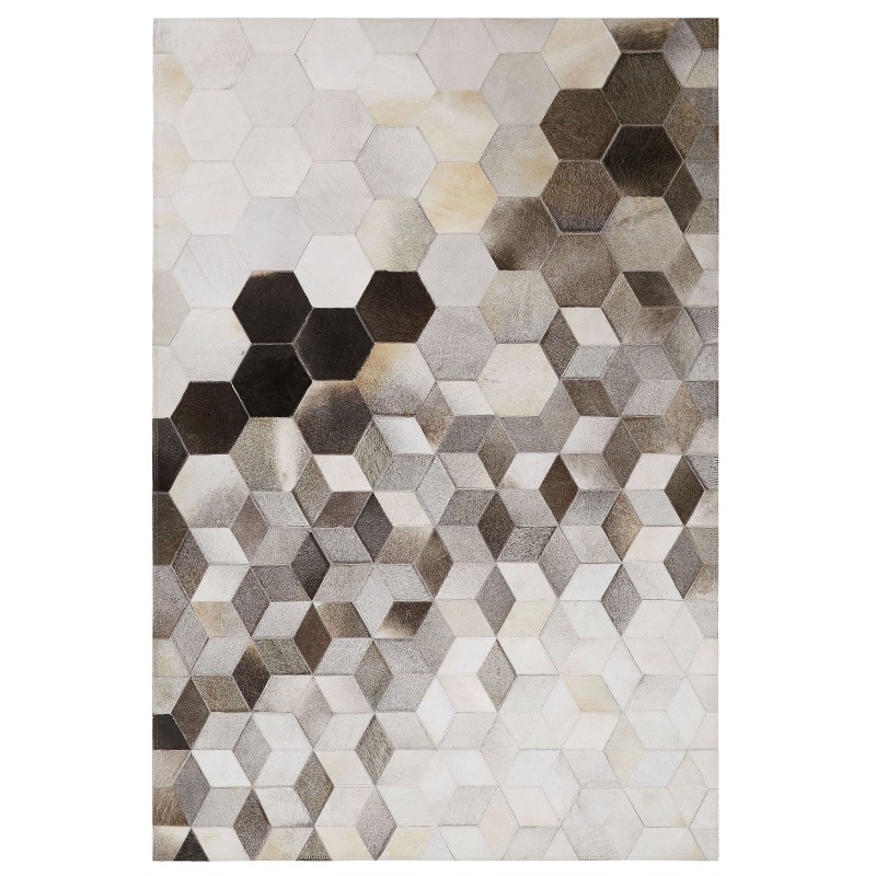 Dywan patchwork skórzany 160 x 230 cm szary SASON