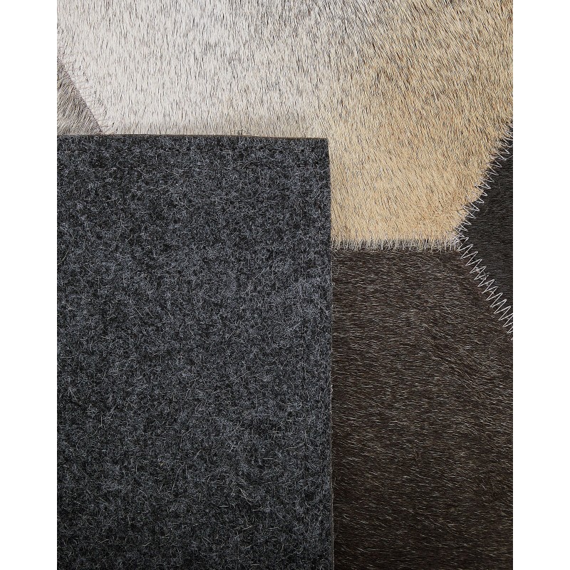 Dywan patchwork skórzany 160 x 230 cm szary SASON