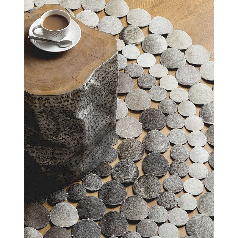 Dywan okrągły skórzany ⌀ 140 cm szary HILVAN