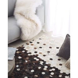 Dywan patchwork skórzany 160 x 230 cm brązowo-beżowy EYIM