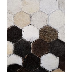 Dywan patchwork skórzany 160 x 230 cm brązowo-beżowy EYIM