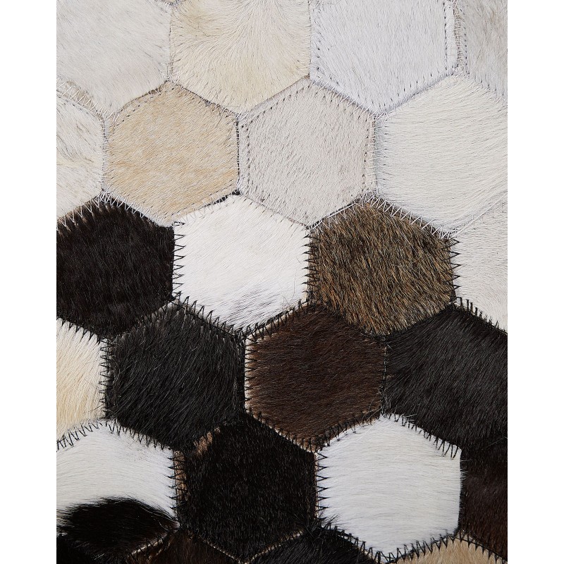 Dywan patchwork skórzany 160 x 230 cm brązowo-beżowy EYIM