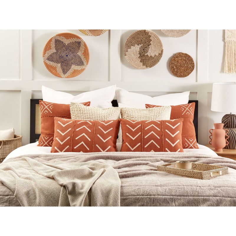 Zestaw 2 poduszek dekoracyjnych ALBIUM Bawełna 55 x 35 cm Pomarańczowy Wzór zygzak